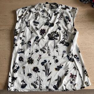 Ann Taylor Black and White Floral Blouse